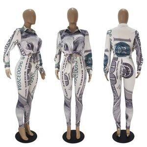 Dollar Bill Money Currency Leggings Set